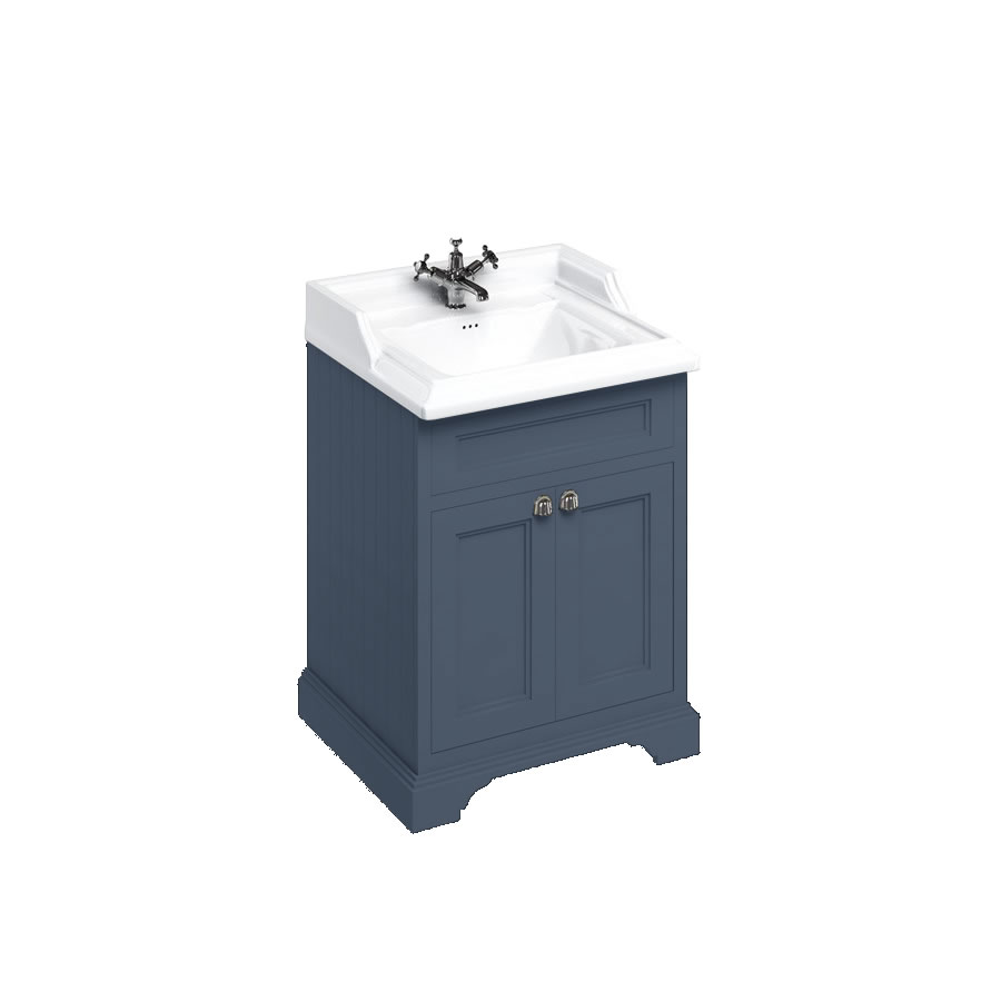 Freestanding 65 Vanity Unit with doors - Blue and Classic basin 1 tap hole